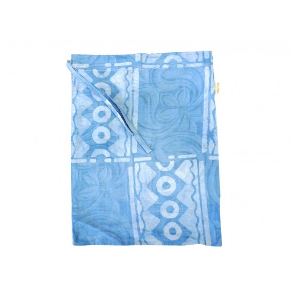Batik Cotton Drawstring Tote Bag "Blue Mountains"
