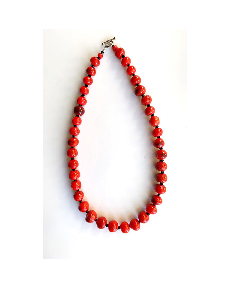 Handmade african necklace with recycled plastic pearls
