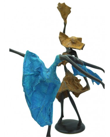 statue of dancer in blue - in bronze