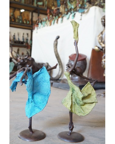 Dancer in blue - bronze statue