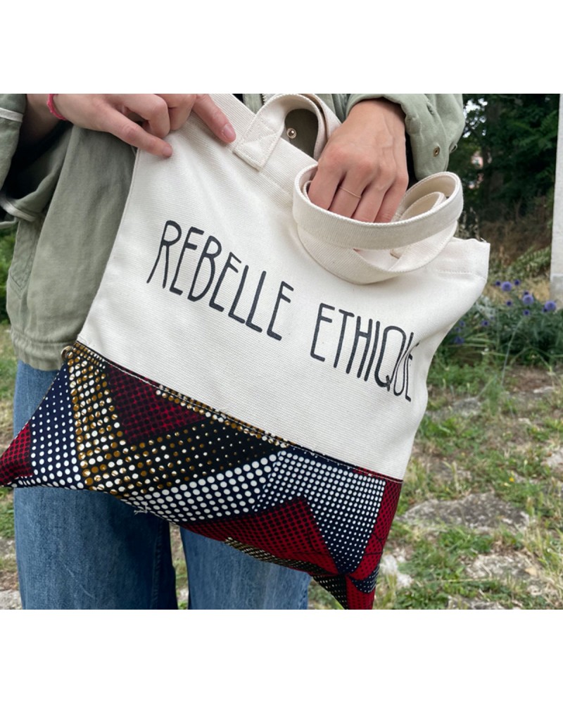 Tote Rebelle Ethique in wax and organic cotton.